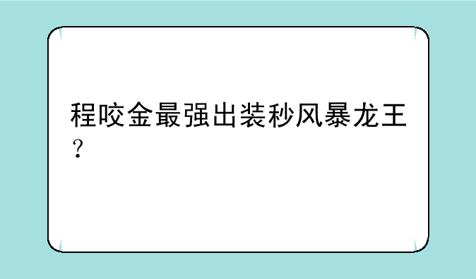 程咬金最强出装秒风暴龙王？